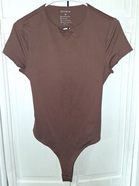 ReoRia Brown Crewneck Short Sleeve Bodysuit